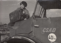 Anna Sazamová in the 1950s in České Budějovice as a ČSAD driver