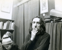 Bohumír Slavík and Jana Veselá in the antiquarian bookshop Dlážděná 5, Christmas 1980