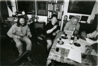 On the visit to the Zadrobílek family - B. Slavík, Eva Kafuňková, Vladimír Zadrobílek, 1980s