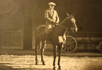 Witness's father Stanislav Zedníček riding one of his beloved horses, 1930s