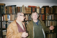 Pavel Brunnhofer with Ivan Martin Jirous at the Ztichlá klika antiquarian bookshop, 1990s