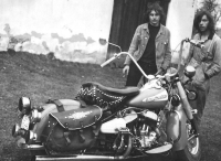 Member of Hell's Angels in České Budějovice, Tomas Kohout on the left, 1971