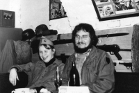 In the unofficial clubhouse of collectors of historical weapons, with his wife Helena, 1980s.