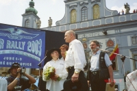 At Super Rally 2003 he is "marrying" a motorcycle couple on the square in České Budějovice