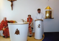 With Mons. Josef Kaval during the consecration of the chapel (Jan on the right), 2008