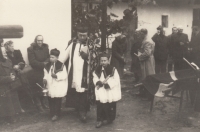 As an altar boy in the church in neighbouring Křtnánov (right), 1957