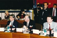 In the European Parliament, left to right: Josef Kreuter, Milan Uhde (Chair of the Chamber of Deputies of the Czech Republic) and Petr Kynštetr (Chancellor of the Chamber of Deputies), Strasbourg, 16 November 1995