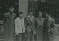 With classmates from 11-year school; Ladislav Smoljak at centre, 1959