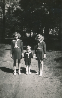 Josef Kreuter with his friends in clothes they wore to the shelter, 1944