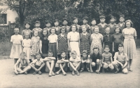 Josef Kreuter in class photo, Brandýs nad Labem, 1953