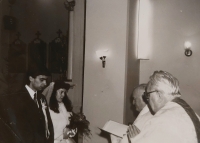 Wedding of Pavel Zíbal and his wife Marta, officiated by priests Pavel Zíbal and Josef Fabík