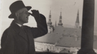 Grandfather Benedikt Pohlídal, view from the astronomical clock, Olomouc, 1935