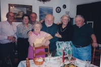 Former prisoners and emigrants to the USA, from left Mirek Frenzl, Alena and Milan Urban, Láďa Leiterman (in the middle), ca. 1997