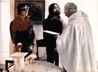 Jiří Fuchs at the conditional baptism by P. Metoděj Habáň (1975)