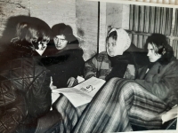Dana and the Dobrovodský brothers during a hunger strike at Comenius University in Bratislava under Jan Palach, 1969