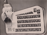 Tableau of the Public School of Business in Pilsen from 1947 (witness on the last photo in the third row)