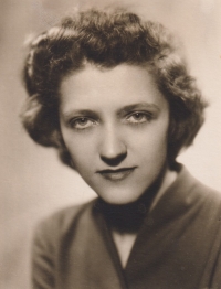 Věra Johanidesová on a photograph from the school photo board, grammar school Sokolov, undated