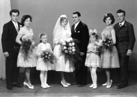 Anna Fabiánová, wedding photo, left brother Vilibald, right brother Gerhard, April 1962