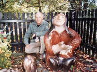 Stanislav Bukovský and the Magician Žito at Kozel Castle - one of the ceramic artefacts produced in the Ceramic Centre in Pilsen-Cernice