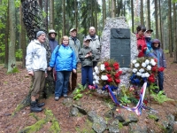 Stanislav Bukovský, Jaroslav Bukovský and others at the memorial at the partisan bunker located between Kařízko and Újezd