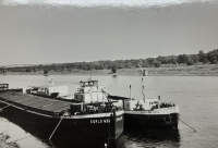 Ship Josef Ressel ČSPLO with boat, Magdeburg 1963
