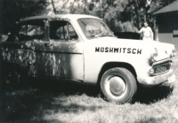 Graphically modified car of Zdeněk Bartl (soon the SNB forced him to remove the inscription), Bartoušov near Havlíčkův Brod, 1975