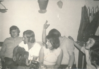 Zdeněk Bartl (second from left) with his future wife Marcela (née Pospíšilová) in the restaurant Fr. Němec in Havlíčkův Brod, 1972