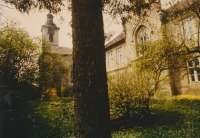 Church and parish house in Velim, ca. 1970