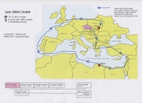 Map showing the war journey of brother Zdimír Toušek
