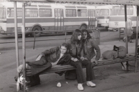 Friends on the way to an event, from left František, Milan Řehák, Lukas, mid 1970s