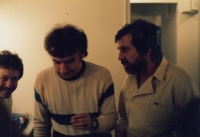 Friends in Australia - from left Petr Puk, Jiří Šimák (used to play with Miki Volek), 1980s, Melbourne