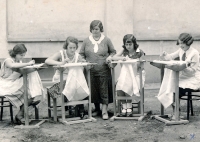 Věra Kopejsková's mother (far right) as an embroiderer
