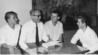 Lukáš Matoušek with oboist and conductor Václav Smetáček and classmates, 1966