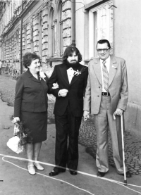 Jan Rydl (centre) with his parents, Josef and Božena Rydl, shortly before their wedding - March 1978