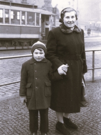 Jan Rydl with his mother Božena Rydl (née Karasová) in Prague, 1950s