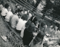 Wedding of František Skála - Jiří Olt first from the left in a checked shirt