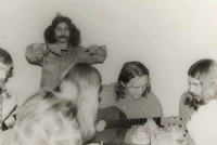 Jan Tomeš with guitar, Chabařovice 1984