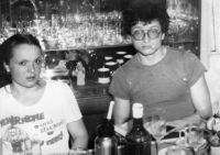 Libuše Vrtišková Hájková with her husband Petr Hájek in 1988