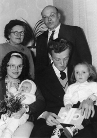 Libuše Vrtišková Hájková with her grandparents Novák and Větrovec in 1965
