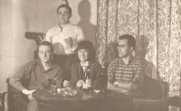Tomáš Bergmann (left) with friends, about 1964