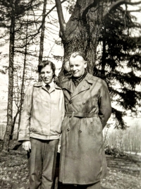 Peter Bruner's mother with her father Karel Tichy, 1955