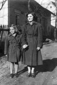 Witness's mother Stanislava (left) with elder sister Marie, 1950s
