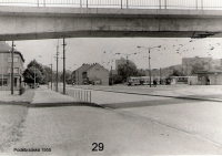 Public transit terminal in Poděbradská Street, 1958