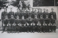 Oldřich Šplýchal at the military service (in the bottom row, third from the right); 1959