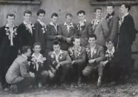 Wedding; Oldřich Šplýchal in the top row, fourth from the right