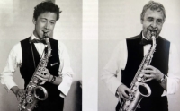 Jaromír Šofr playing the saxophone at the age of 15 and 78