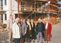 Marie Raisiglová (first from right) at the construction of the home for the elderly of the Church of the Brethren in Chvaly
