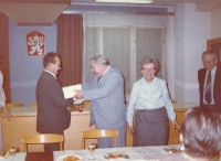 Marie Raisiglová at a meeting of the town committee of the Czechoslovak People's Party, 1976