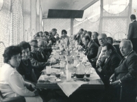Marie Raisiglová (sitting at the head of the table) on a trip for members of the Czechoslovak People's Party to the USSR