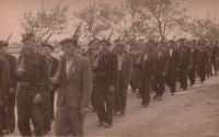 Funeral of nine fallen of the 4th Partisan Battalion of Gen. L. Svoboda, Luže May 1945